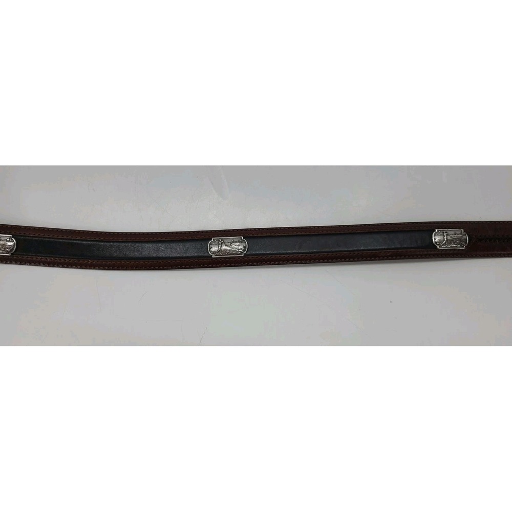 VTG Onyx by Brighton Golfing Visit Belt‎ Brown and Black Leather and Silver - Picture 8 of 14